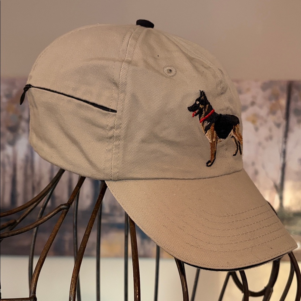 NEW Your Breed Khaki German Shepherd Dog Embroidered Cotton Cap Treat Pocket